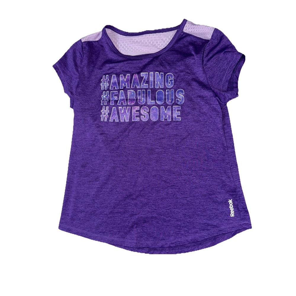 Reebok Girls'‎ Purple Active Empowerment T-Shirt Mesh Back Size Small 8-10